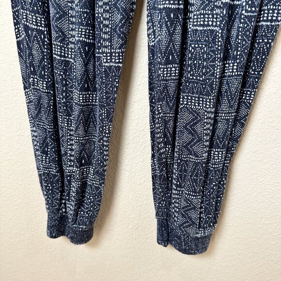 H&M Basic Line Boho Print Navy SOft Knit Joggers Size Large - Picture 4 of 9